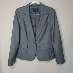 Banana Republic Size 12 Blazer Gray Polyester Blend Washable Classic Career